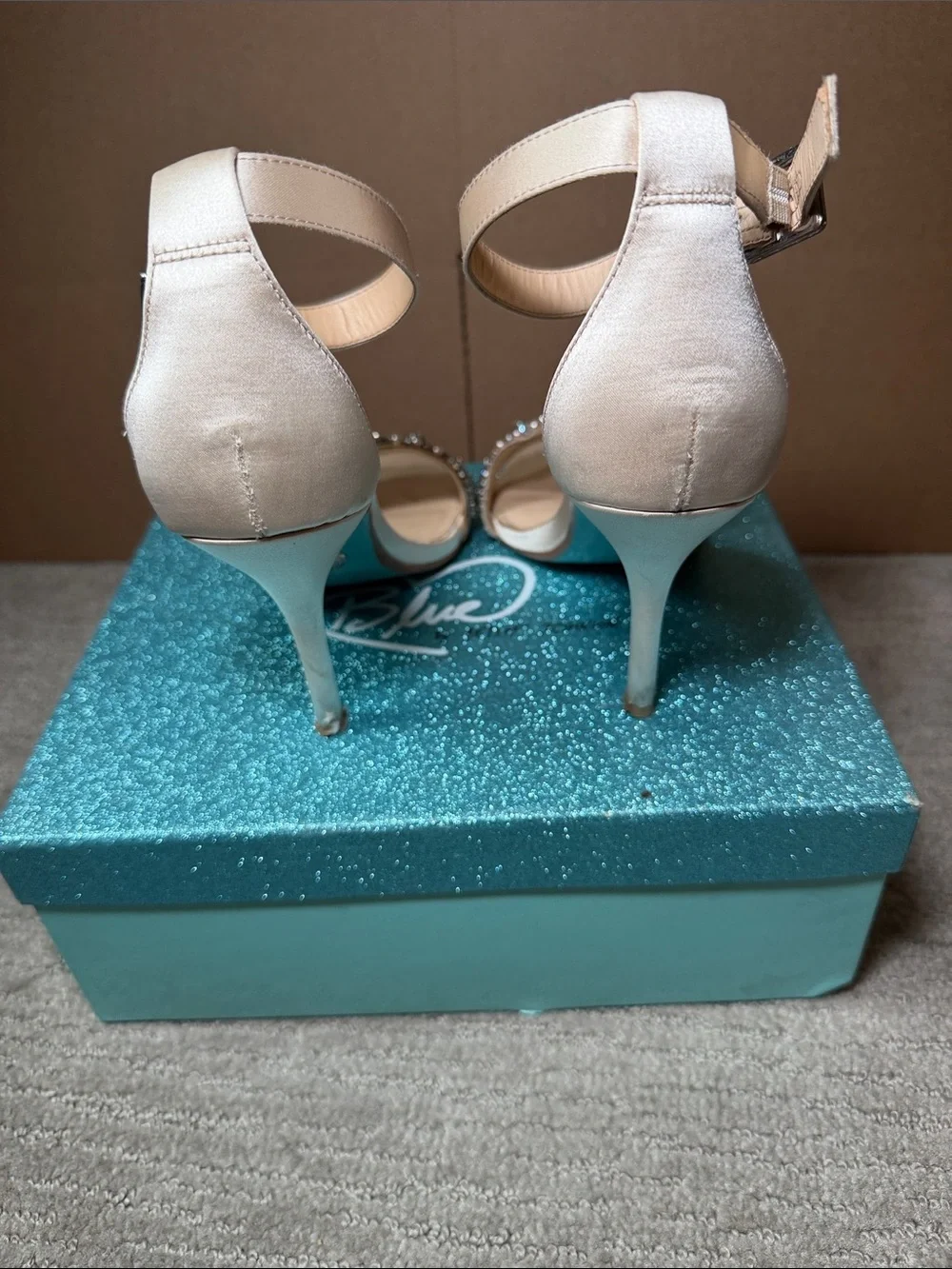 Women's Embellished Ankle-Strap Heels - Light Champagne 3 inches